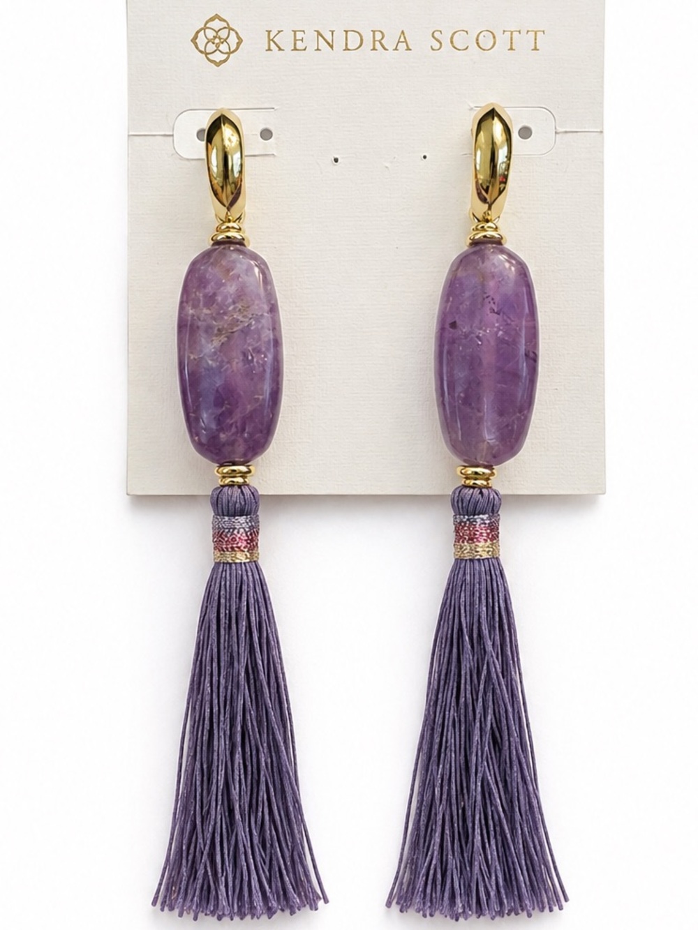 Kendra Scott Insley Purple Amethyst Tassel Gold Earrings NWT